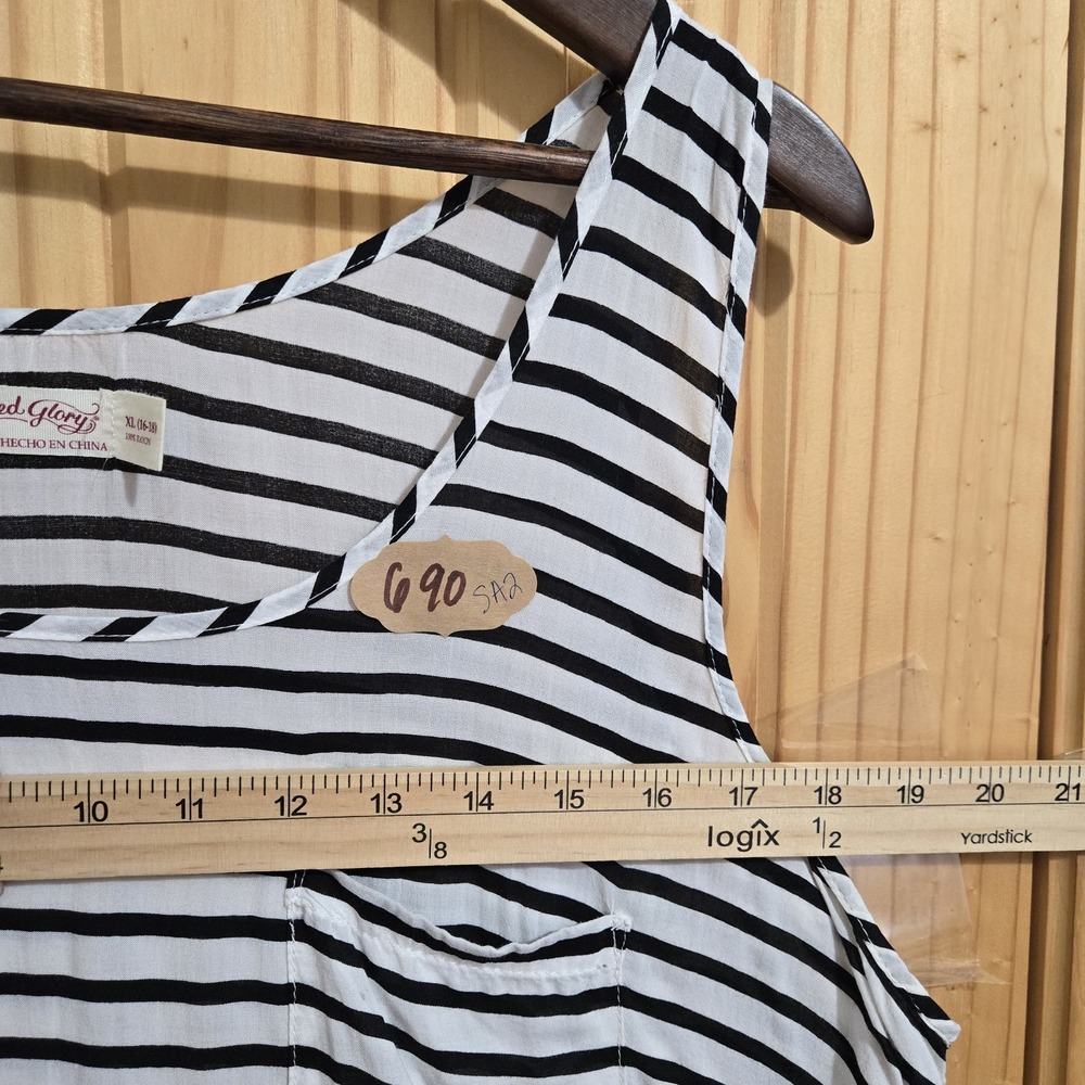 Faded Glory Women's Tank Tip Size XL White Black Stripe Scoop Neck Sleeveless - Picture 5 of 6